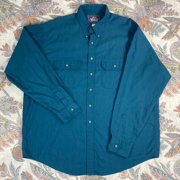Woolrich Mens Green Polyester Blend Long Sleeve Button Shirt XXL - Picture 1 of 7